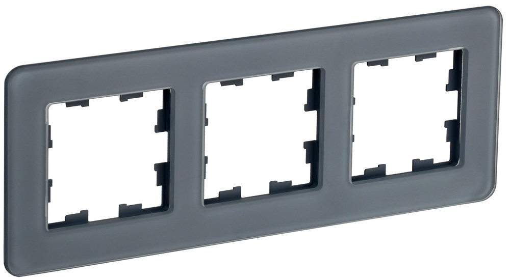 IEK Brite Рамки Рамка IEK BRITE DECOR Графит матовый стекло скругл.угол 3-м РУ-3-2-Бр RE BR-M32-G-41-K53