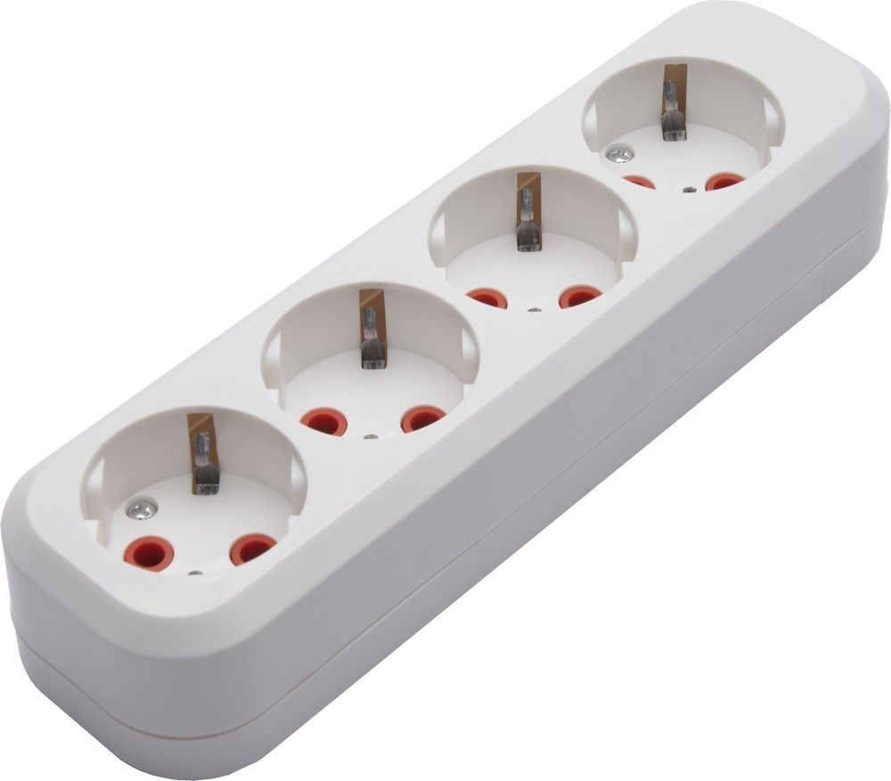 Колодки и удлинители, тройники Розетка переносная разборная 4-местная с/з STEKKER PST16-410-20 250В 16A IP20 белый 39012