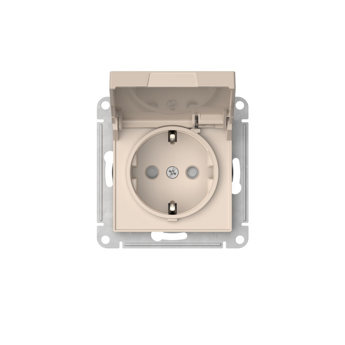 AtlasDesign Бежевый Розетка SE AtlasDesign Бежевый с заземл. со шторк. с крышкой IP20 быстрозажим. клем. ATN000246S