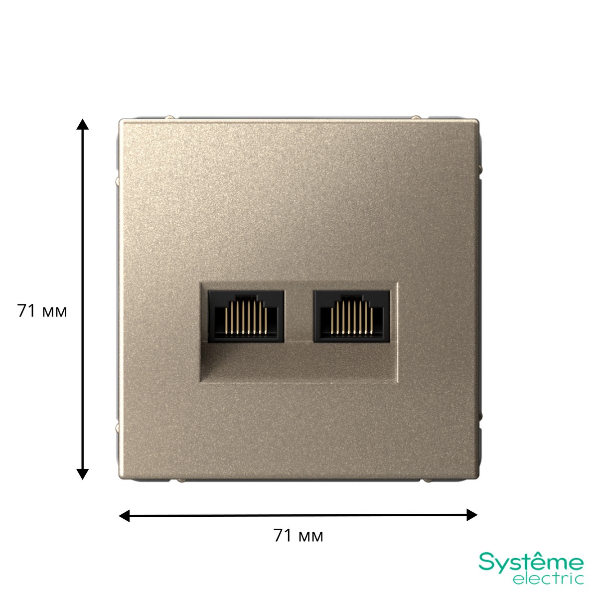ArtGallery Шампань Розетка компьютерная Systeme Electric ArtGallery Шампань двойная RJ45+RJ45, кат. 5е,GAL000585