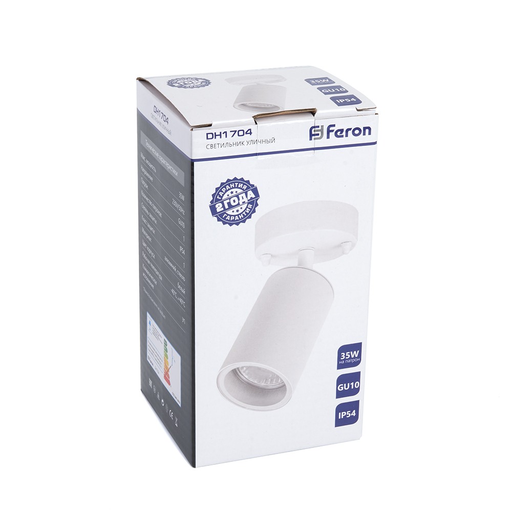 Светильник садово-парковый Feron DH1704 на стену GU10 230V IP54 белый 48323