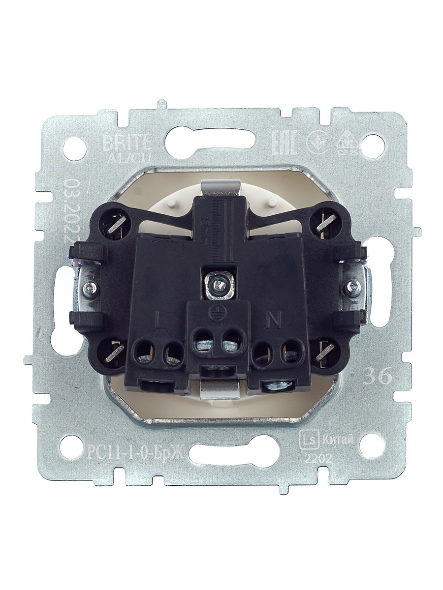 IEK Brite Жемчуг Розетка IEK BRITE с/з без шторок 16А РС11-1-0-БрЖ жемчуг BR-R11-16-K36