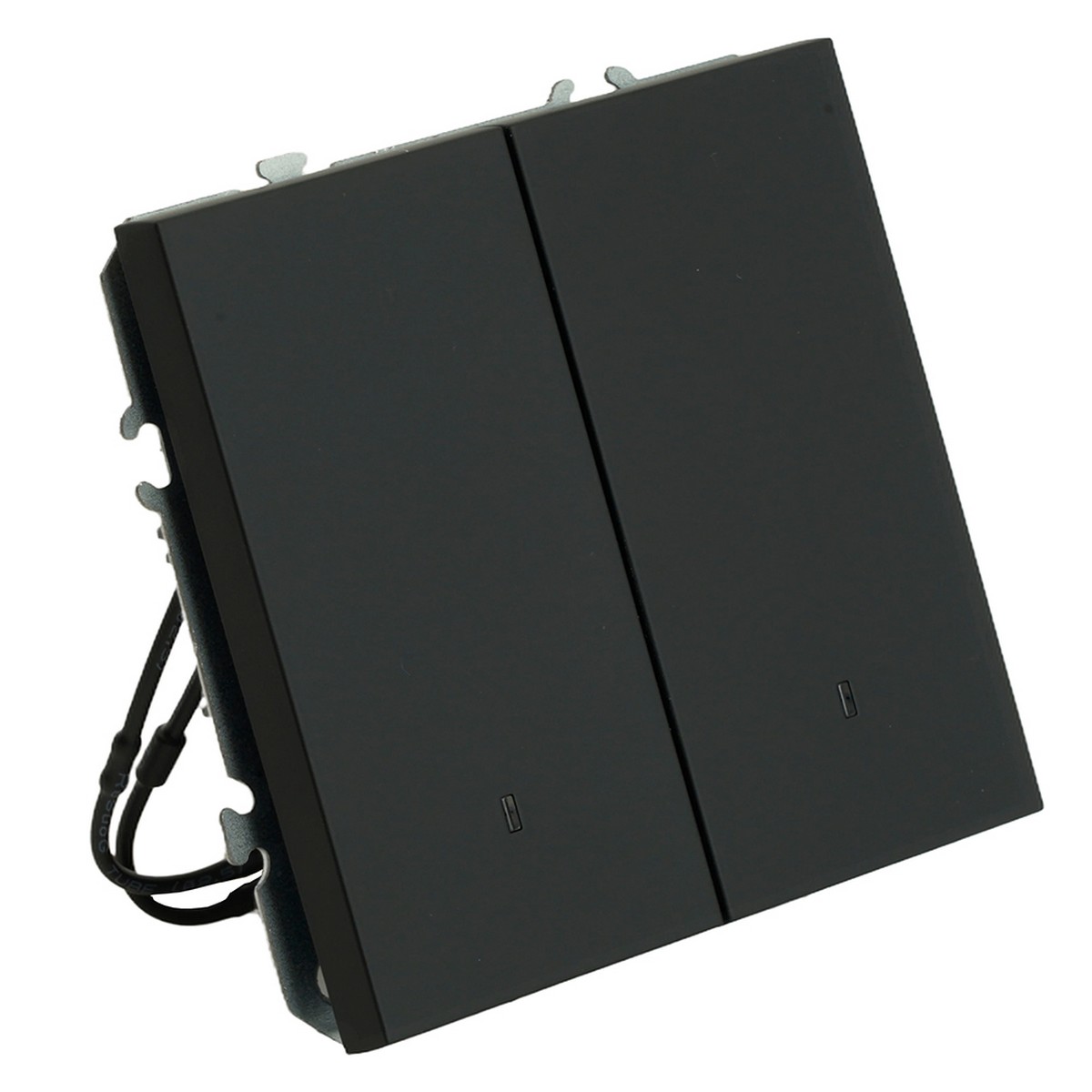 Эмили - Розетки и выключатели Stekker Выключатель 2-клавишный c индикатором STEKKER Эмили RSW10-5102-05 черный уголь soft touch 49838