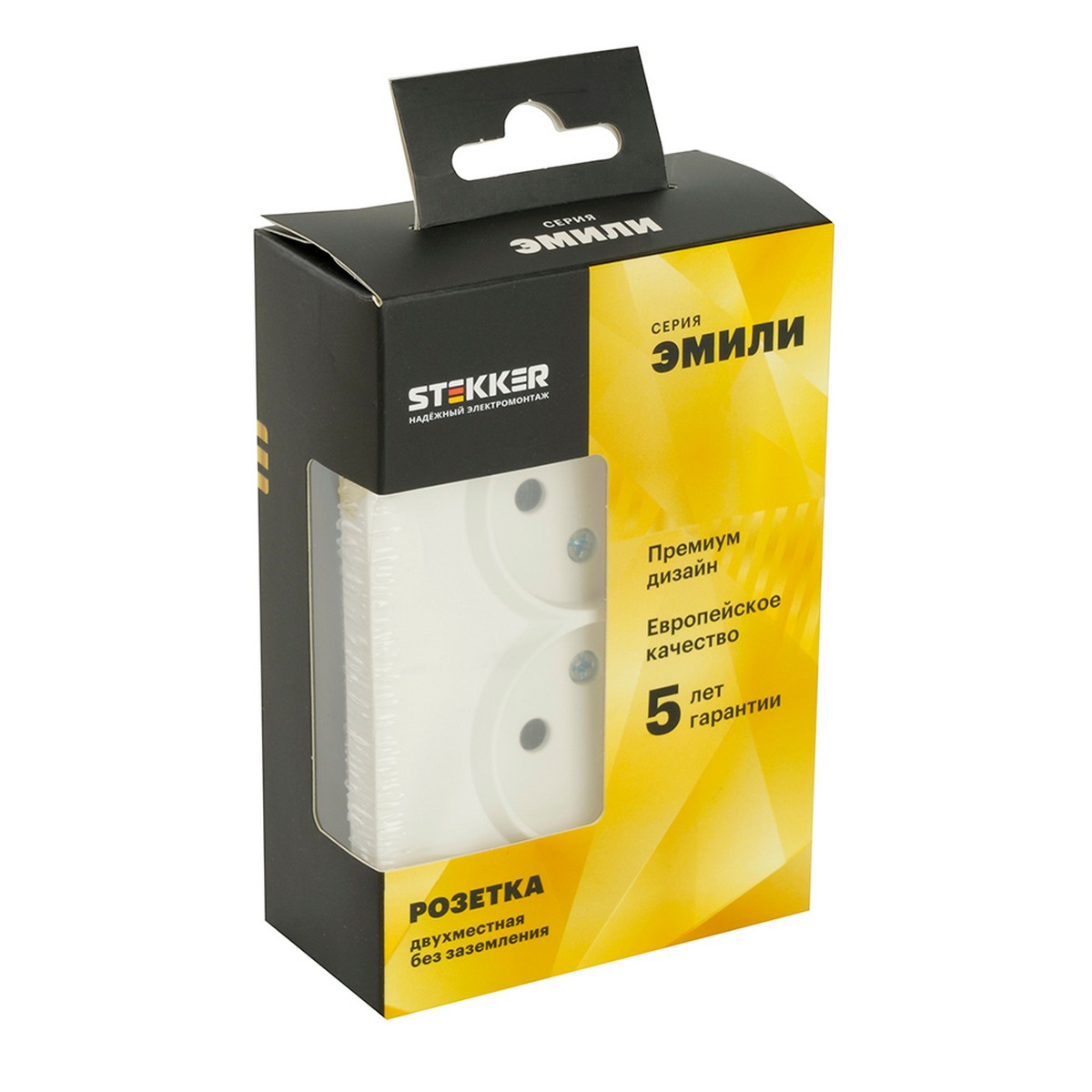 Эмили - Розетки и выключатели Stekker Розетка 2-ая с защитной шторкой б/з 16А STEKKER Эмили RST16-5116-01 белый фарфор soft touch 49877