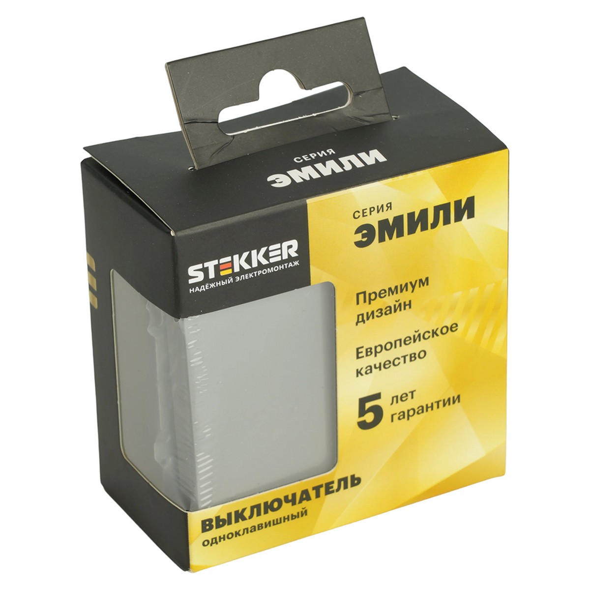 Эмили - Розетки и выключатели Stekker Выключатель 1-клавишный STEKKER Эмили RSW10-5103-10 платиново-серый soft touch 49943