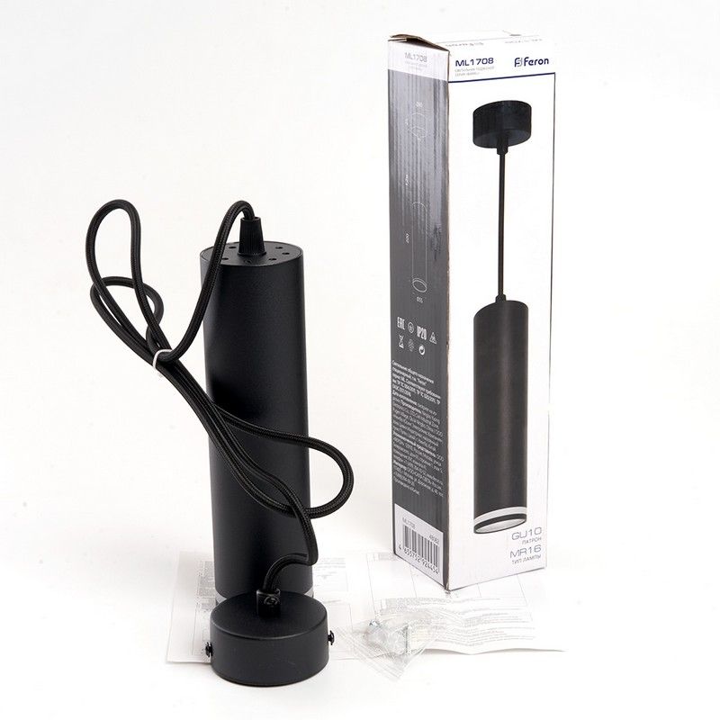 Подвесные светодиодные светильники Светильник подвесной Feron ML1708 MR16 35W черный 48082 