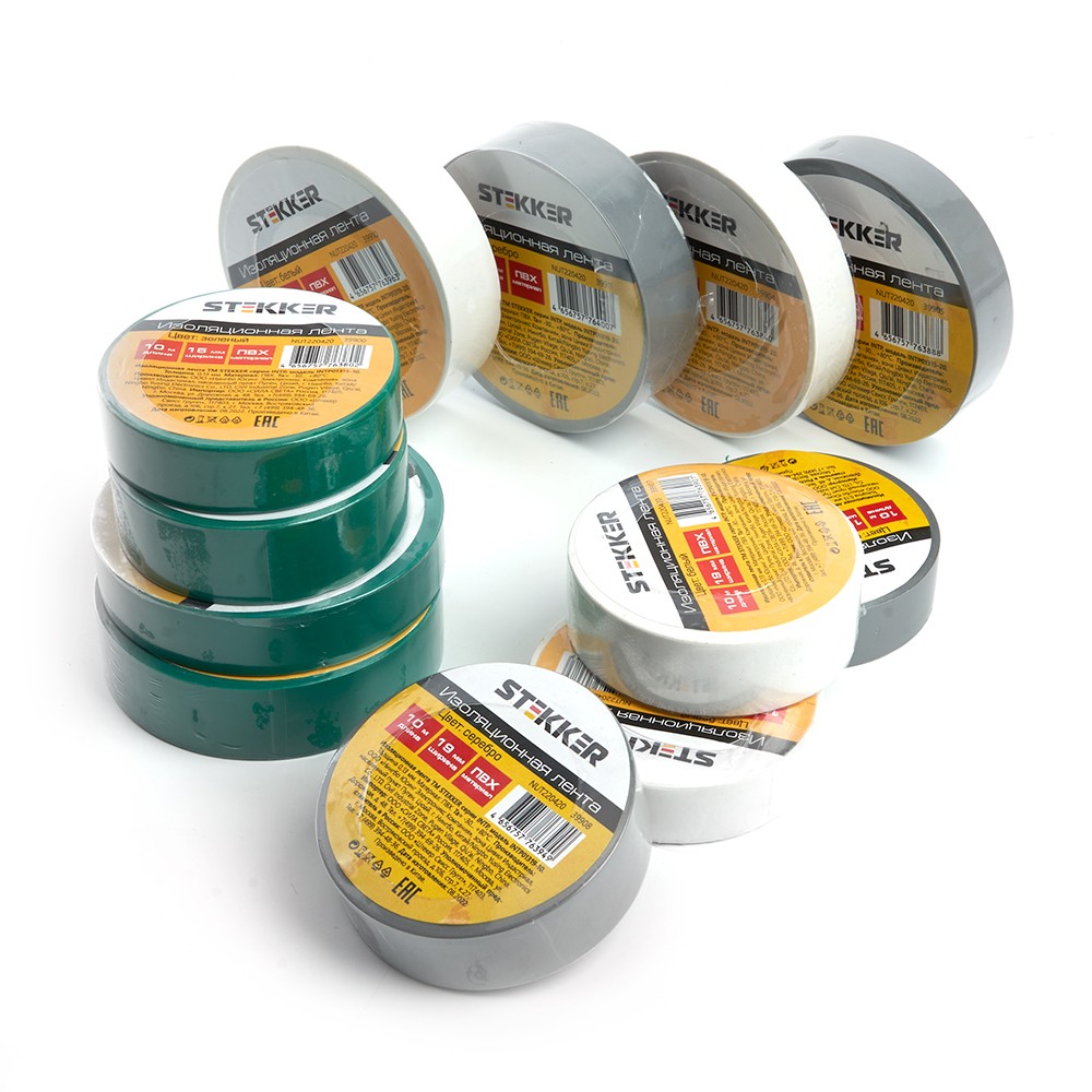 Изолента STEKKER INTP01319-20 0,13*19 мм, 20 м. зеленая 39909