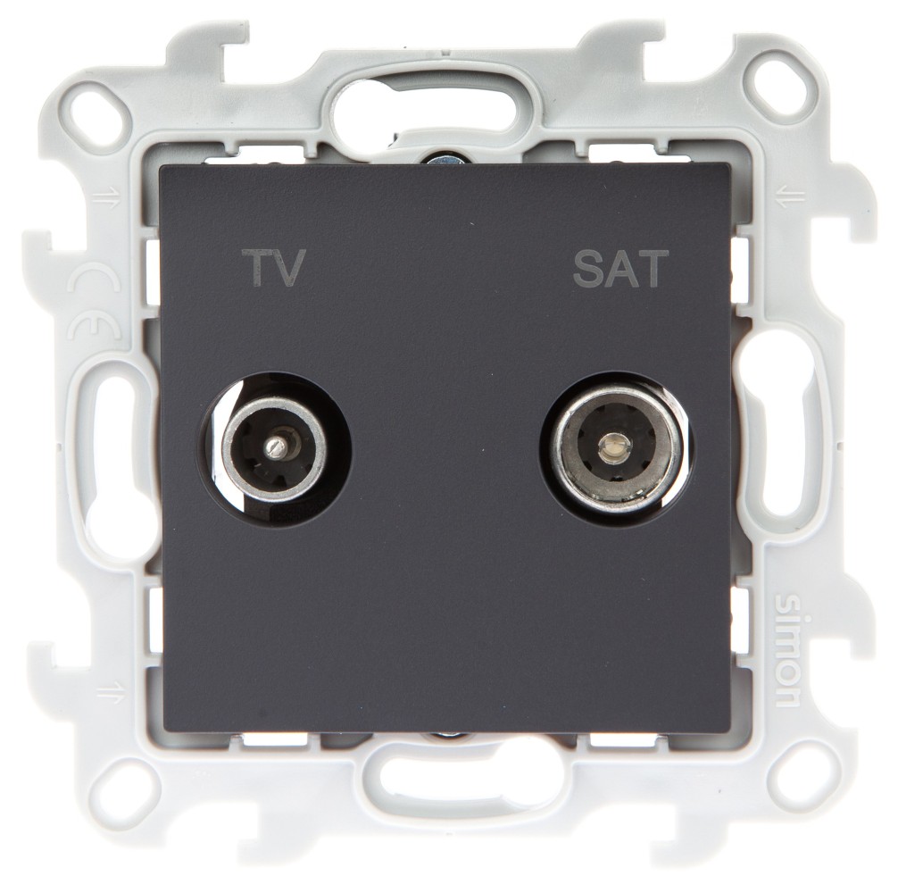 Розетки и выключатели Simon 24 Графит Розетка TV-SAT Simon 24 Графит оконечная 2410486-038