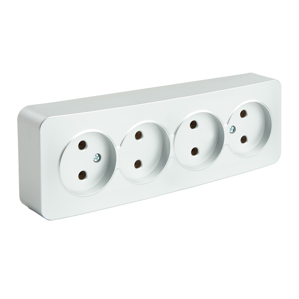 Накладные розетки и выключатели Stekker Розетка 4-местная б/з STEKKER София серебро MST10-14-03 49331