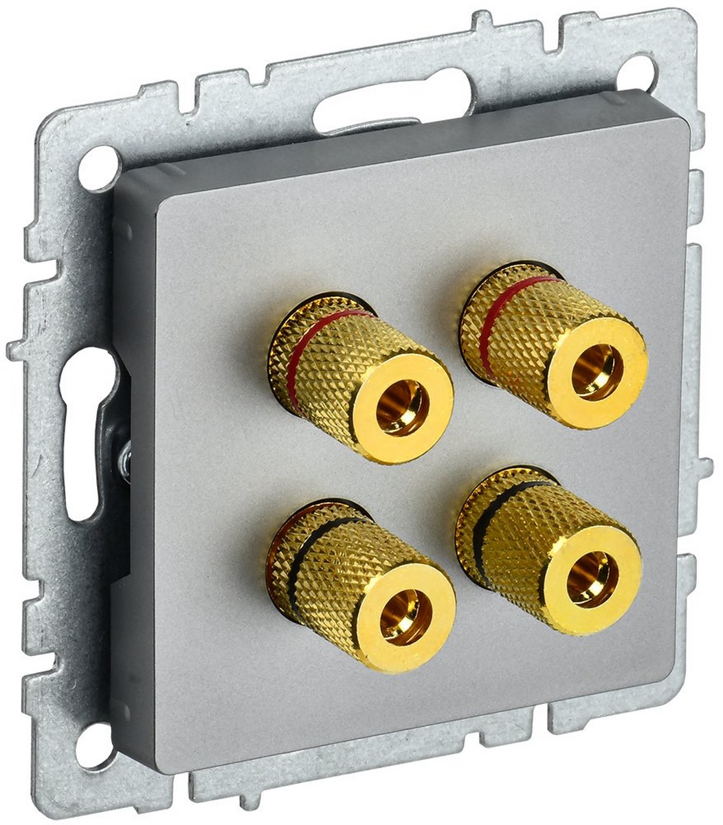 IEK Brite Сталь Аудиорозетка IEK BRITE 4-местная РА10-БрС сталь BR-S40-K46