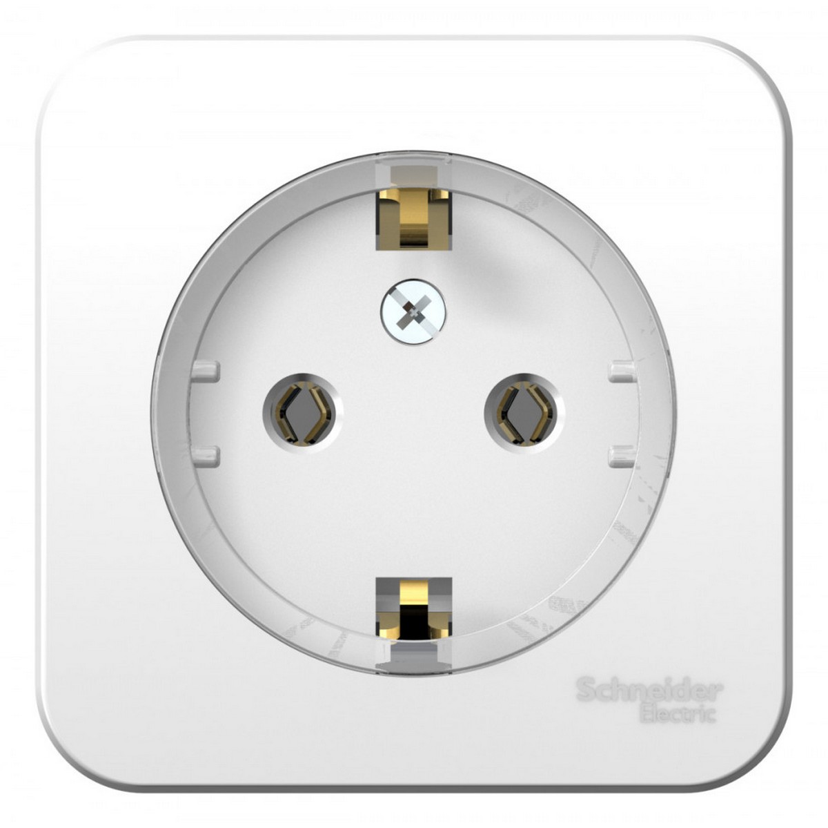 Blanca белые розетки и выключатели Розетка SE Blanca с/з Белый наружный без шторок (тонкая) изолир. пластина BLNRA110111