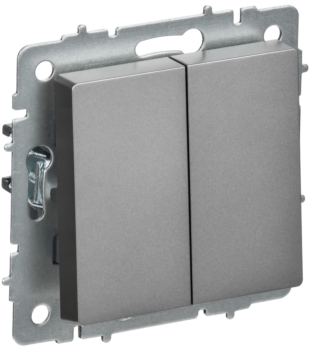 IEK Brite Сталь Выключатель IEK BRITE Сталь 2-кл. перекрестный 10А ВС10-2-3-БрС