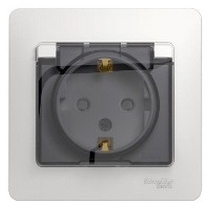 Glossa Белый Розетка Systeme Electric Glossa Белый с/з со шторками с крышкой, IP44 (в с GSL000148
