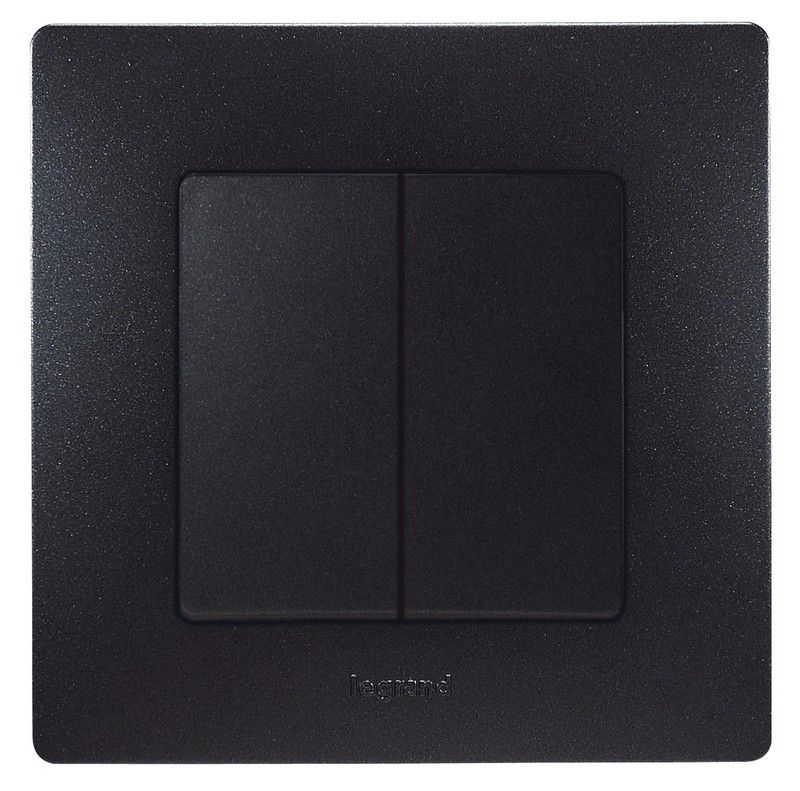 Legrand Etika Антрацит Переключатель Legrand Etika антрацит 2-клавишный, 10А, авт. клем 672612