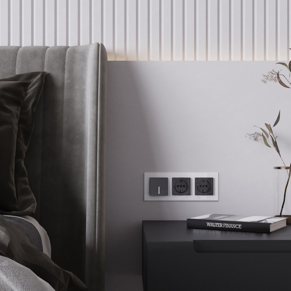 Werkel Черный акрил Розетка Werkel с заземлением и шторками (черный акрил) W11711480