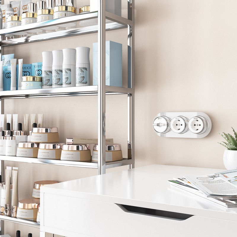 Werkel Ретро Розетка Werkel с заземлением (белый матовый/хром) W5871050