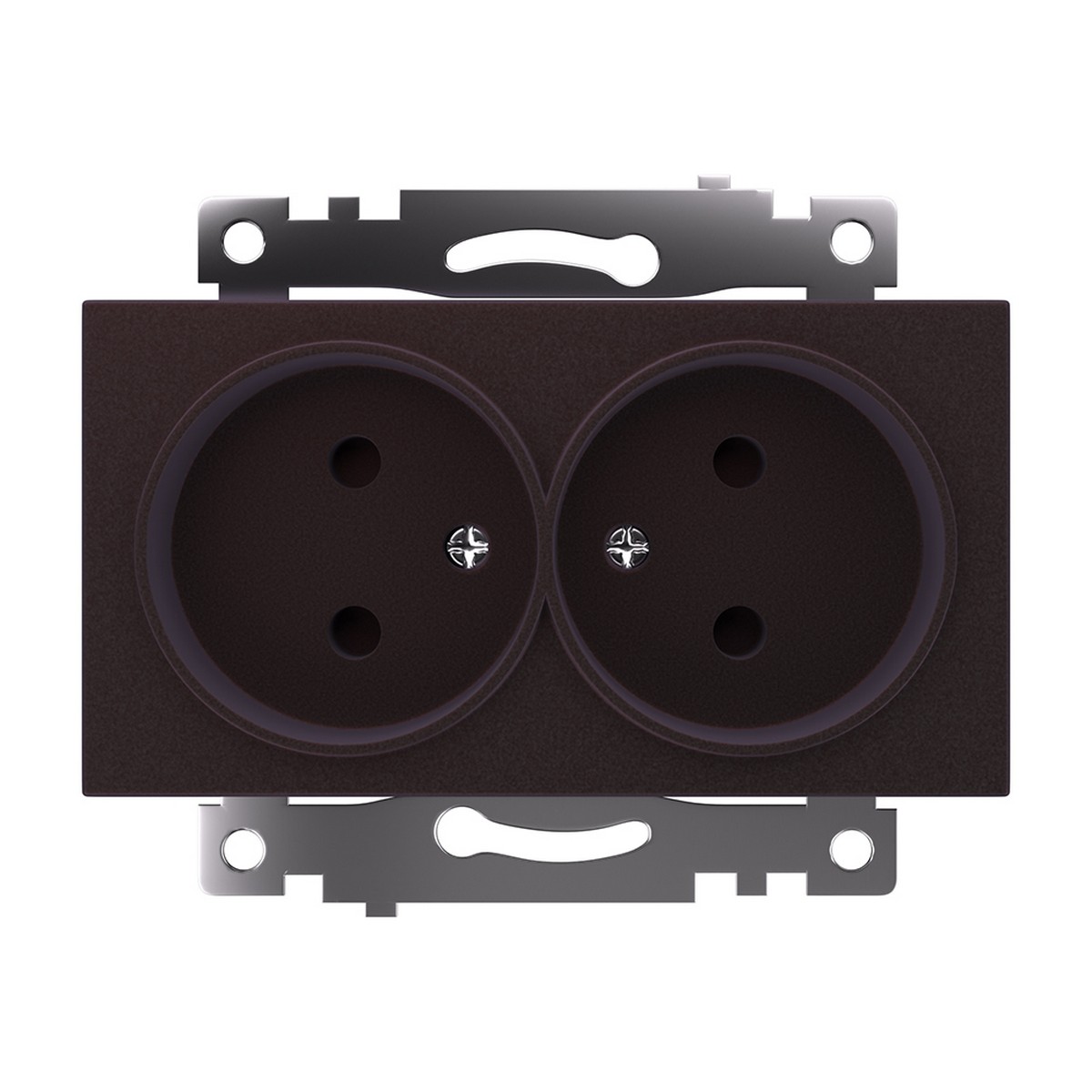 Катрин - Розетки и выключатели Stekker Розетка 2-местная б/з STEKKER GLS10-7113-04 250V 10А с защ. шторкой Катрин шоколад 49026