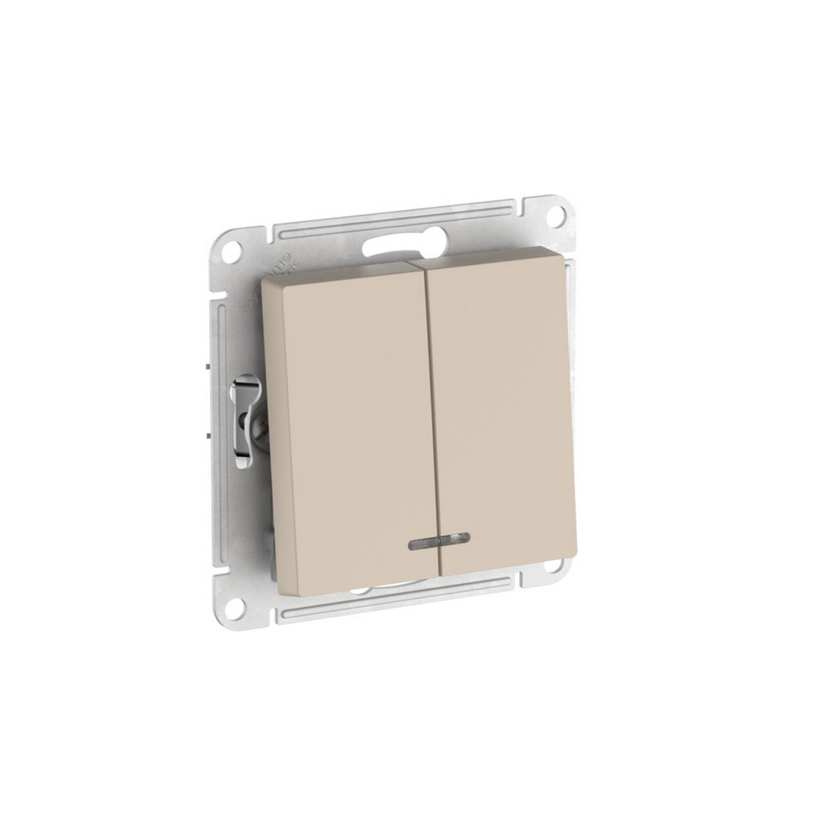 AtlasDesign Песочный Выключатель SE AtlasDesign Песочный 2-клавишный с подсветкой быстрозажим. клем. ATN001253S