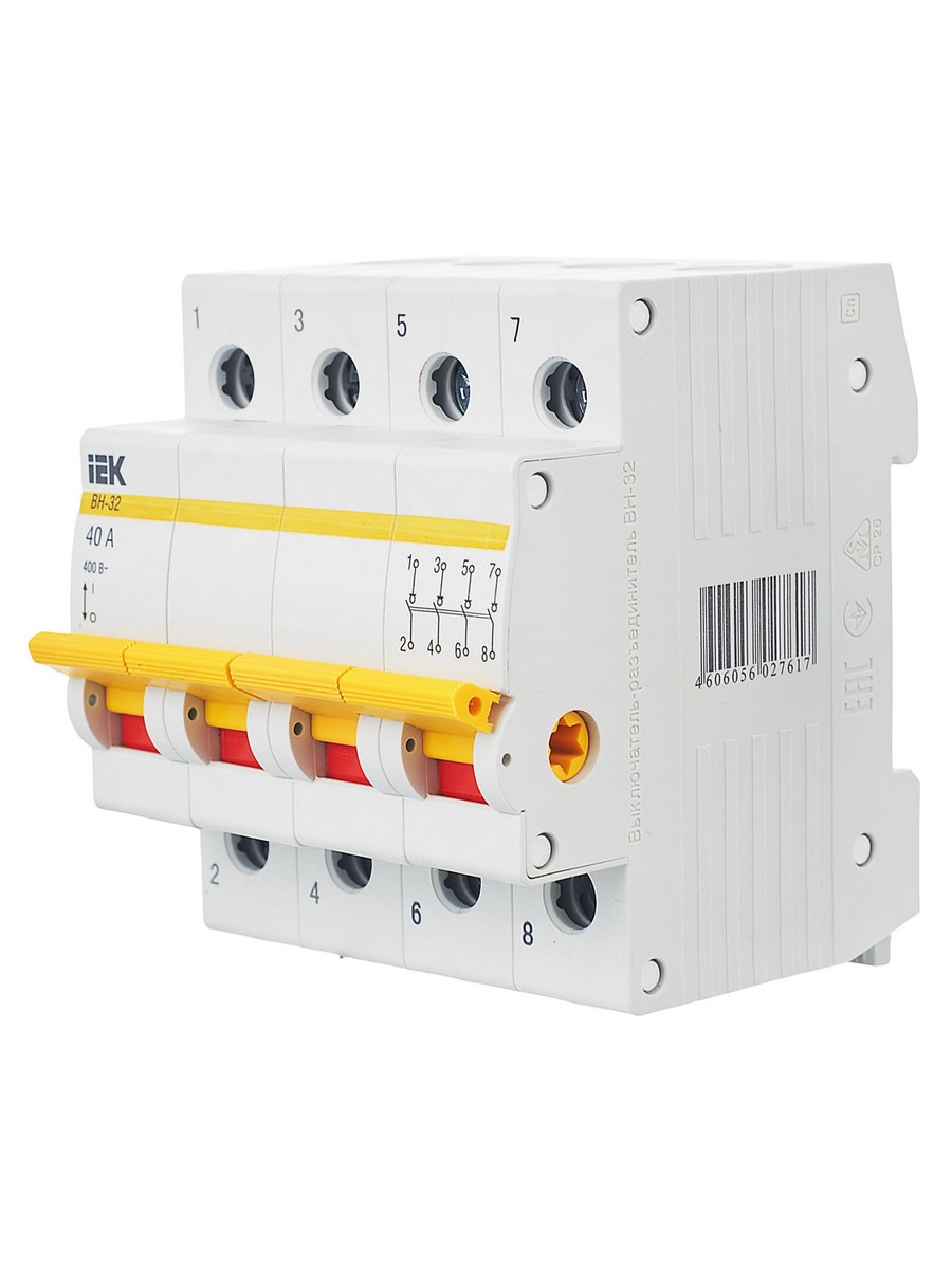 IEK Выключатель нагрузки IEK KARAT (мини-рубильник) ВН-32 4Р 40А MNV10-4-040 