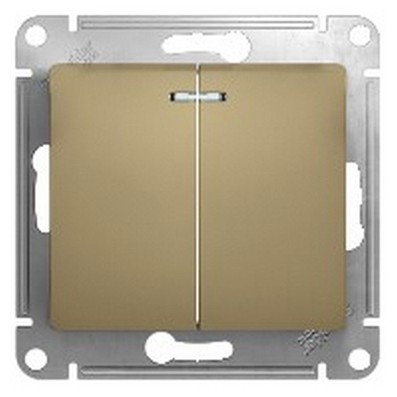 Glossa Титан Выключатель Systeme Electric Glossa Титан 2-клавишный с подсветкой, сх.5а GSL000453