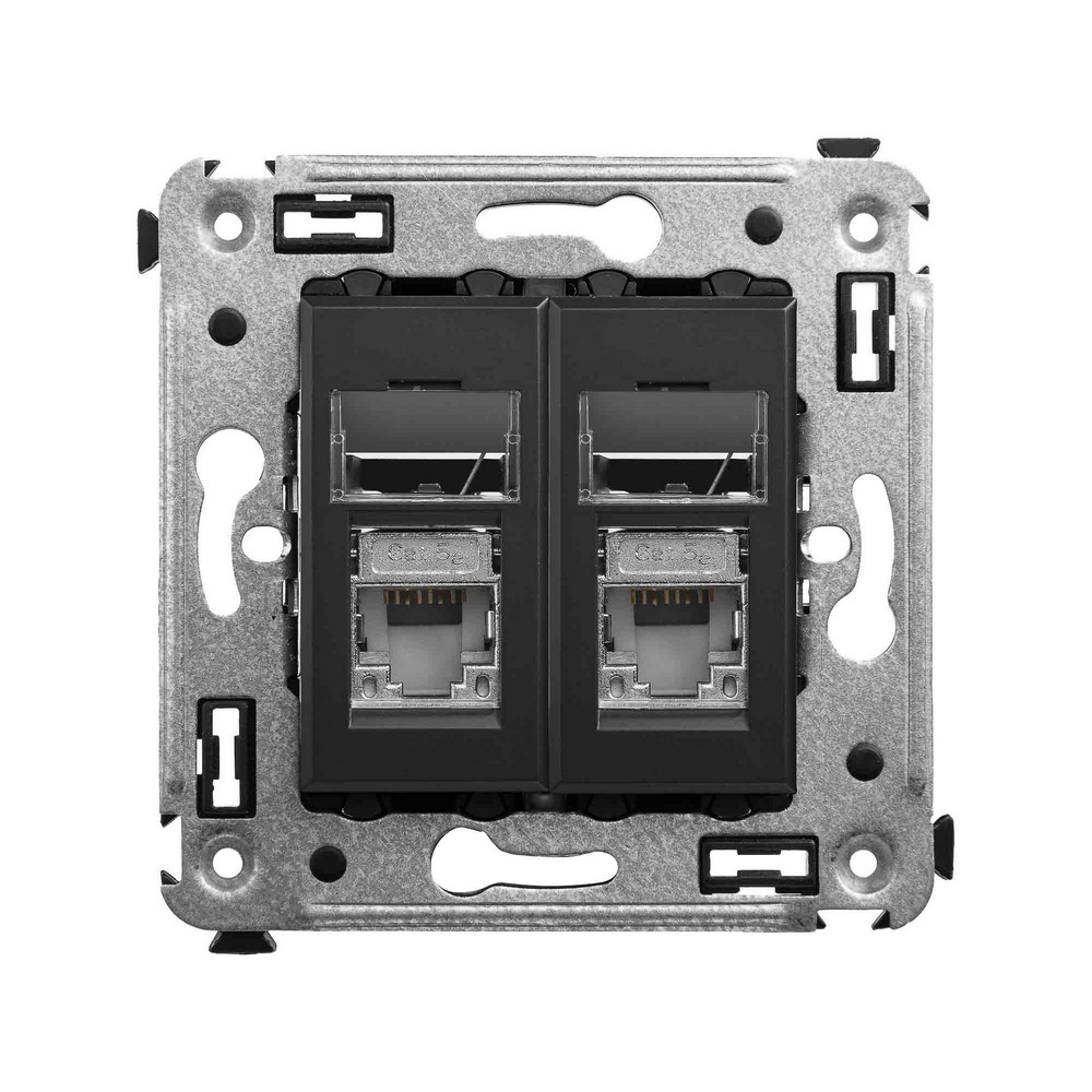 DKC Avanti механизмы Черный матовый Компьютерная розетка DKC Avanti RJ-45 в стену кат.5e двойная экранированная "Черный матовый" 4412364
