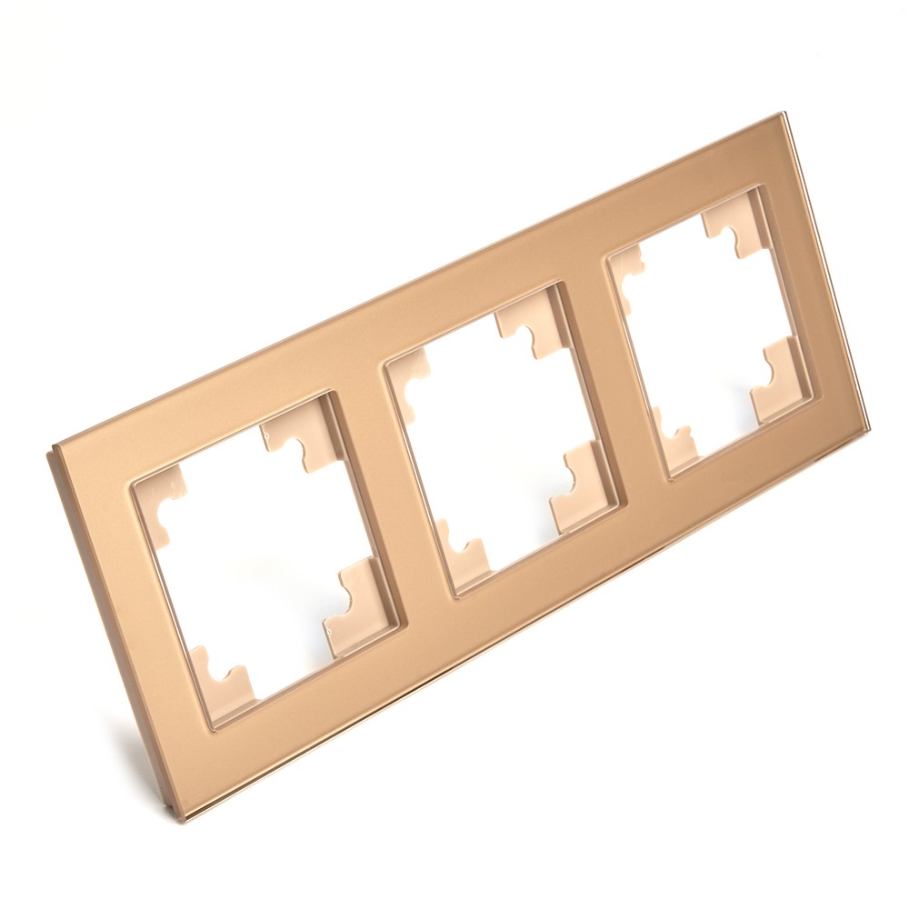 Катрин - Розетки и выключатели Stekker Рамка 3-местная стекло STEKKER GFR00-7003-08 серия Катрин золото 49036
