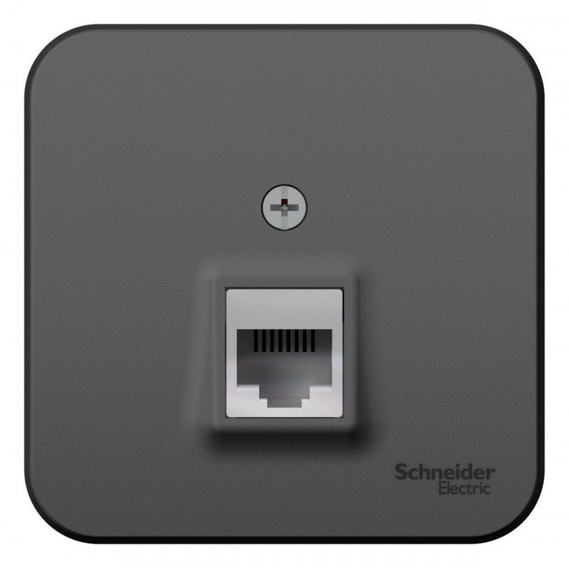 Blanca антрацит розетки и выключатели Розетка SE Blanca ТЛФ Антрацит наружный RJ11 изолир. пластина BLNIA011006