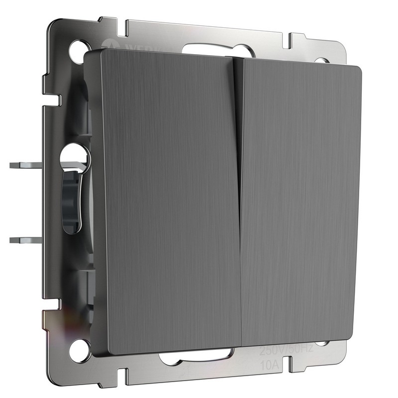 Werkel Графит рифленый механизмы Выключатель Werkel  двухклавишный (графит рифленый) W1120004