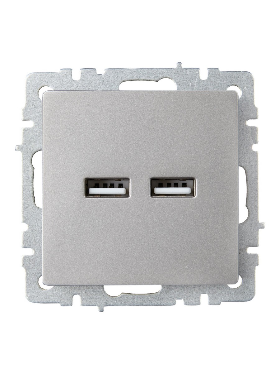 IEK Brite Сталь Розетка IEK BRITE USB A+A 3,1А РЮ10-1-БрС сталь BR-U21-D31-K46