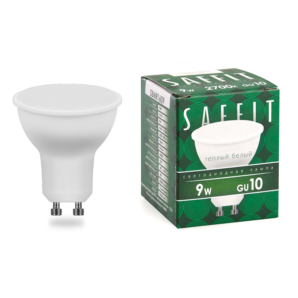 GU10 Лампа светодиодная SAFFIT SBMR1609 MR16 GU10 9W 2700K 55148 