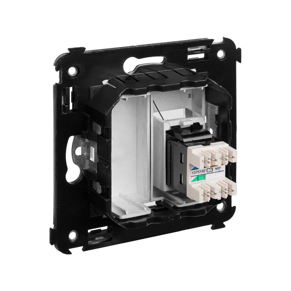 DKC Avanti механизмы Закаленная сталь Телефонная розетка DKC Avanti RJ-12 в стену одинарная "Закаленная сталь" 4404313