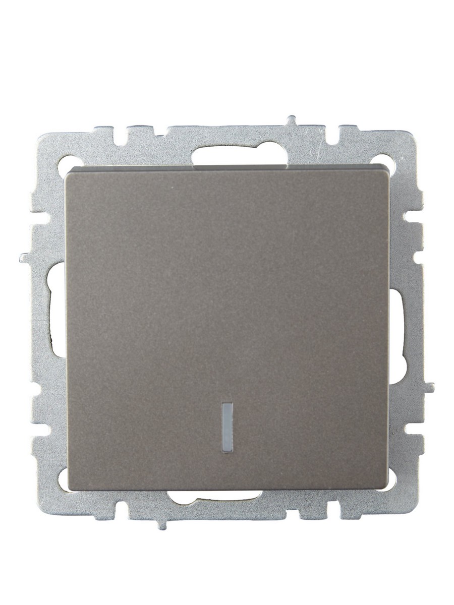 Выключатель IEK BRITE BASE Сталь 1-кл. прох. с инд. 10А ВС10-1-7-БрС BR-V12-1-10-K46