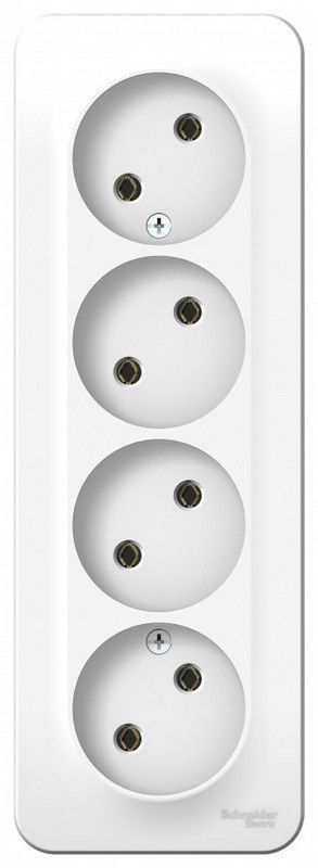 Blanca белые розетки и выключатели Розетка SE Blanca 4-ая Белый наружный б/з без шторок изолир. пластина BLNRA000411