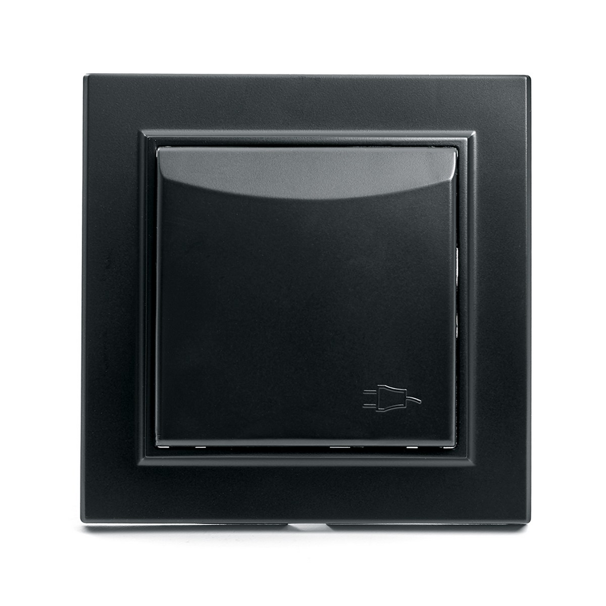 Эрна - Розетки и выключатели Stekker Розетка 1-местная c/з с крышкой STEKKER PST16-9012-03 16А с защ. шторкой Эрна черный с рамкой 39481