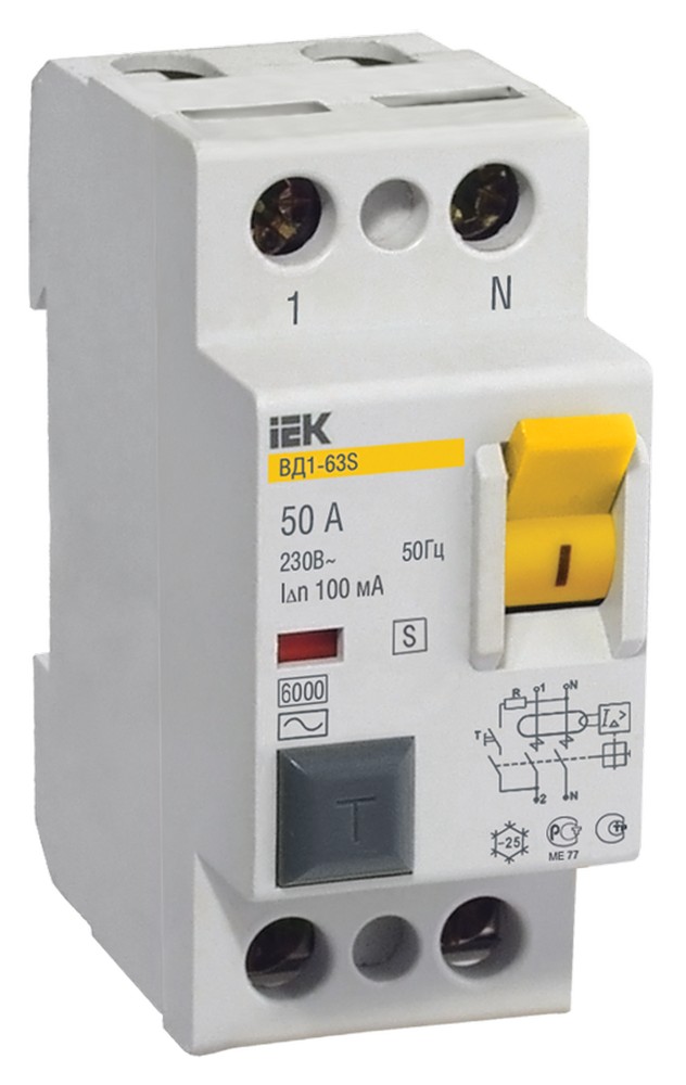 IEK Выключатель дифференциальный IEK KARAT ВД1-63S 2Р 80А 300мА MDV12-2-080-300 
