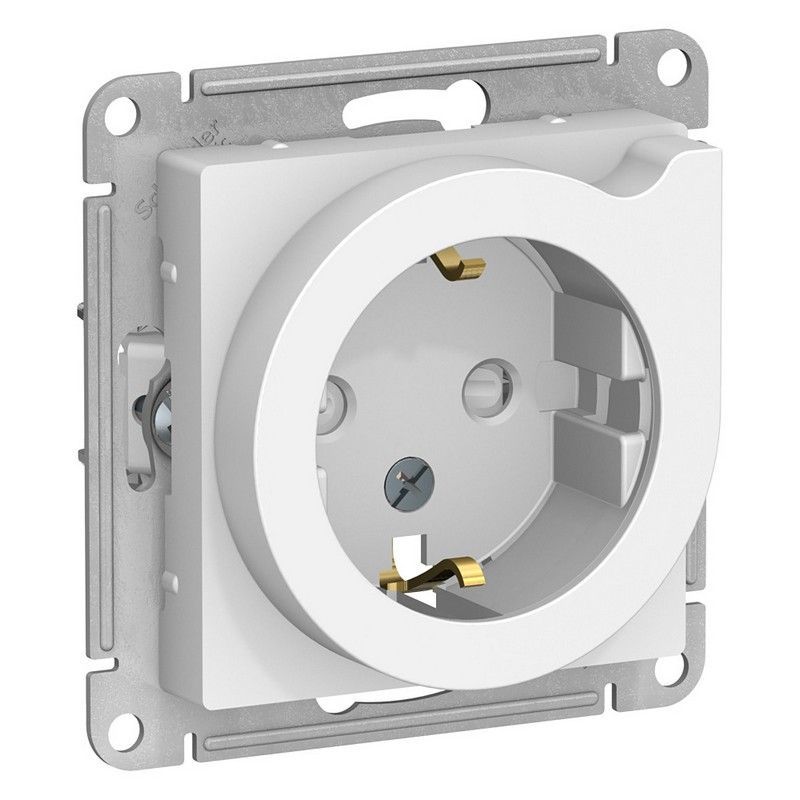 AtlasDesign Белый Розетка Systeme Electric AtlasDesign белый с/з со шторками с выталк., 16А, ATN000147