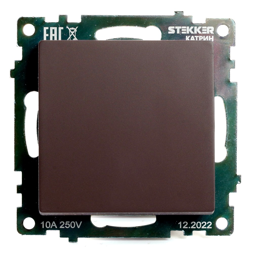 Катрин - Розетки и выключатели Stekker Выключатель 1-клавишный STEKKER GLS10-7103-04 250V 10А Катрин шоколад 49020