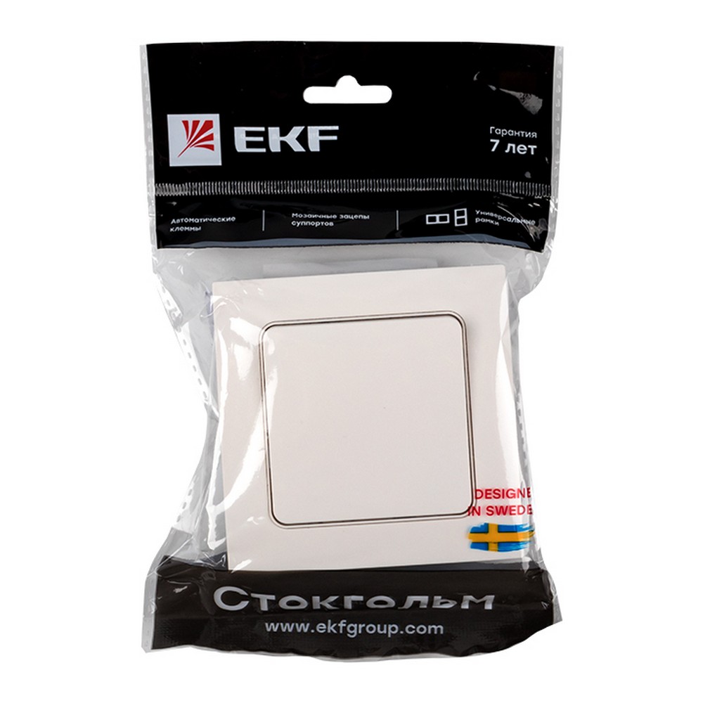 Выключатель 1-кл EKF PROxima Стокгольм Белый с рамкой 10А EXV10-021-10