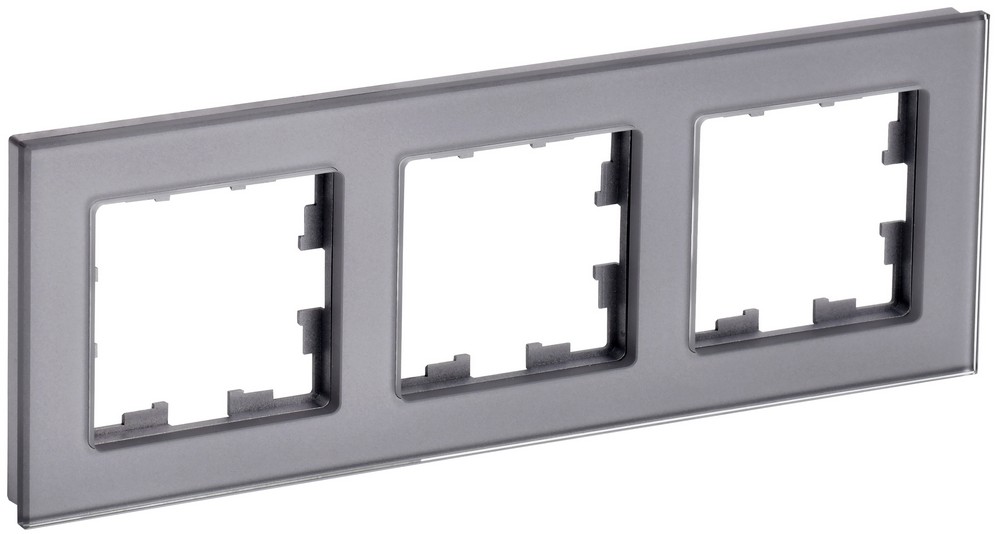 IEK Brite Рамки Рамка IEK BRITE 3-местная РУ-3-2-БрСе стекло серый BR-M32-G-K03