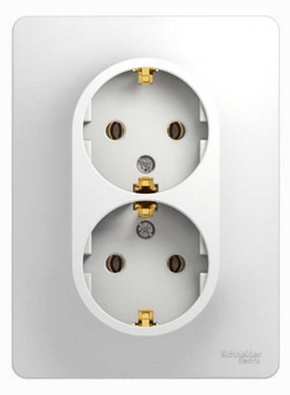 Glossa Белый Розетка Systeme Electric Glossa Белый 2-я с заземлением (в сборе с рамкой) GSL000124