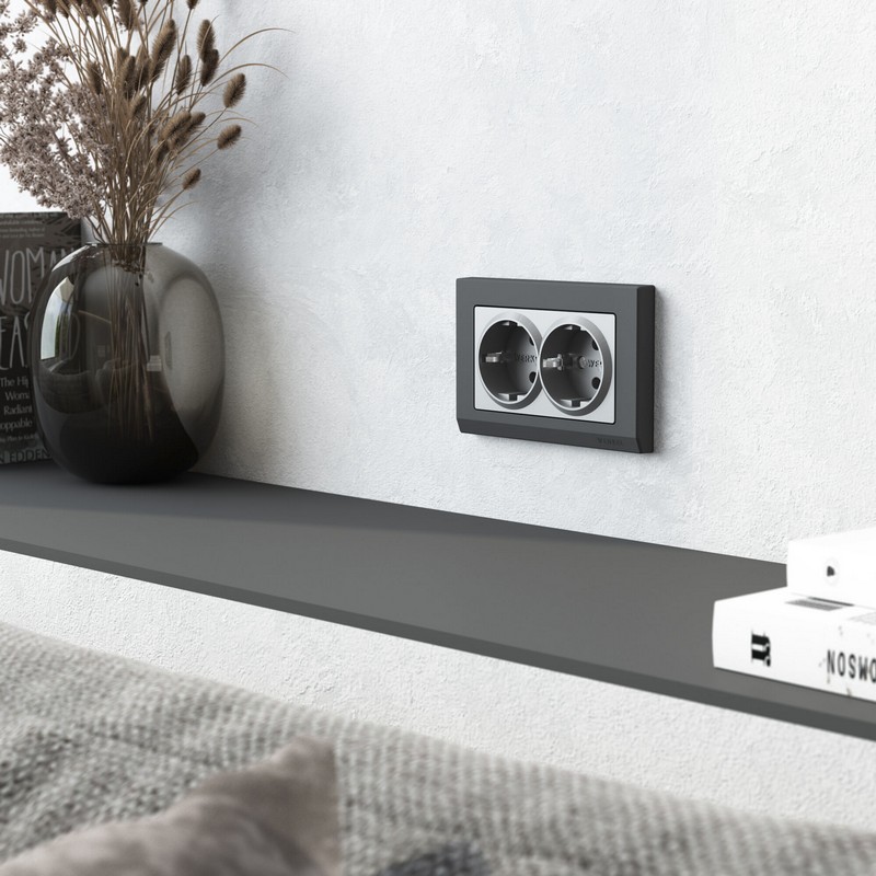 Рамки Werkel Stark Рамка Werkel для двойной розетки Stark (графит матовый) W0081864