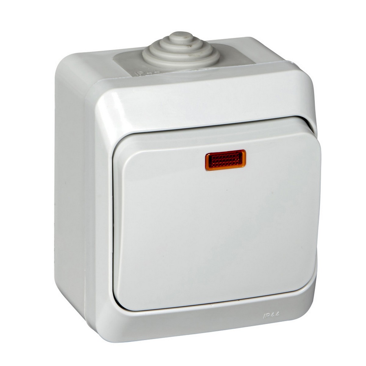 Этюд Серый Выключатель 1-клавишный Systeme Electric Этюд наружный Серый с подсветкой IP44 BA10-045C