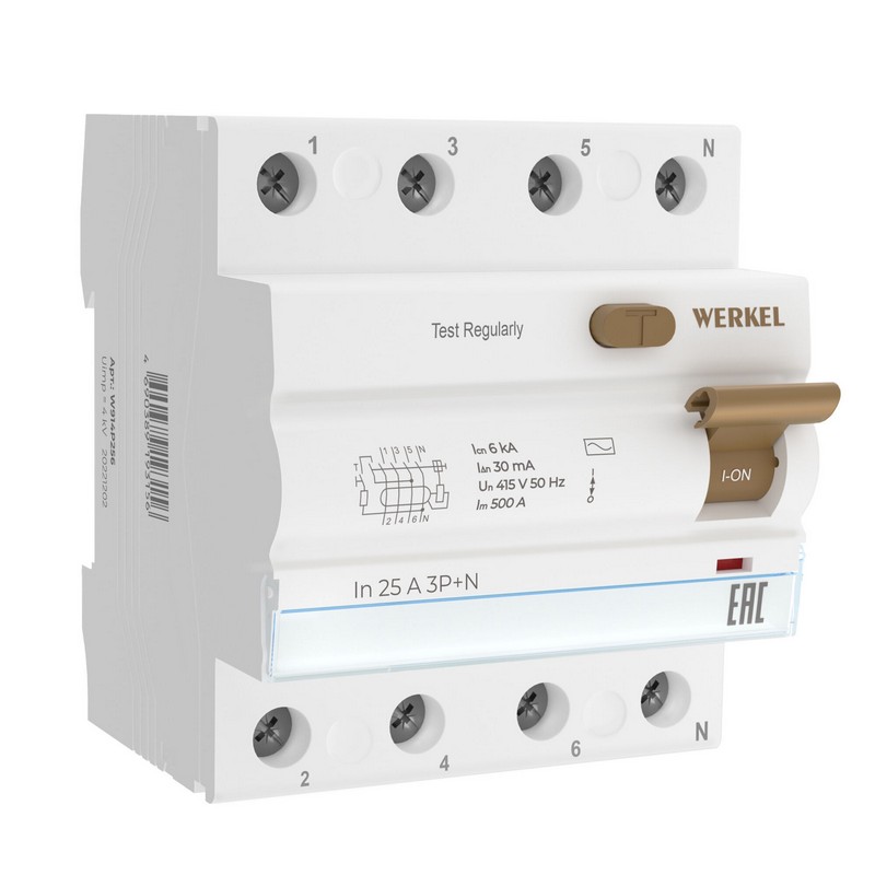 Werkel Устройство защитного отключения Werkel 3P+N 25 A 30 mА АС 6 kА W914P256 