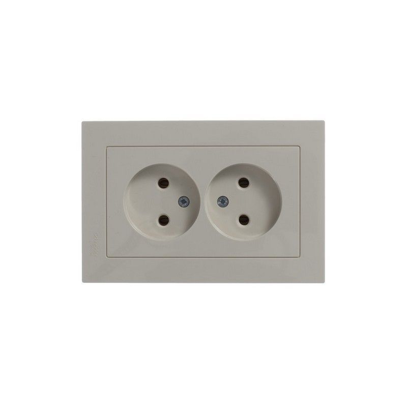 AtlasDesign Бежевый Розетка Systeme Electric AtlasDesign бежевый б/з двойная, 16А, в сборе ATN000220