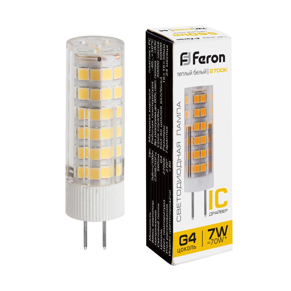 G4 Лампа светодиодная Feron LB-433 G4 7W 2700K 25863 