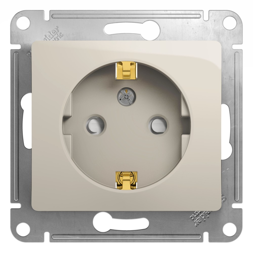 Glossa Молочный Розетка Systeme Electric Glossa Молочная с-з со шторками GSL000945