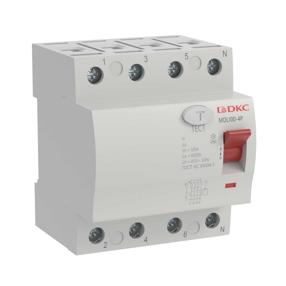 DKC УЗО ВДТ DKC YON MAX MDL100 4P 100mA 40A тип АС MDL100-4P3-40-AC 
