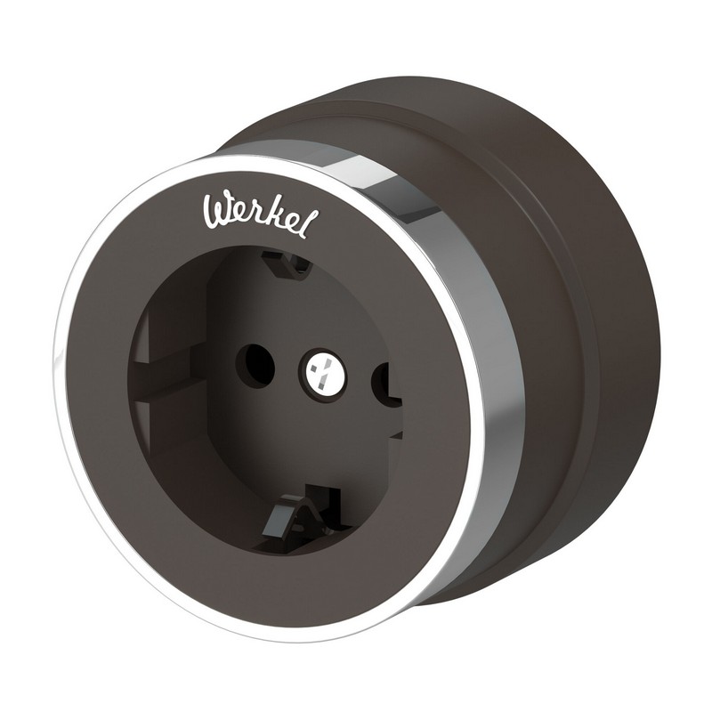 Werkel Ретро Розетка Werkel с заземлением (мокко матовый/хром) W5871052