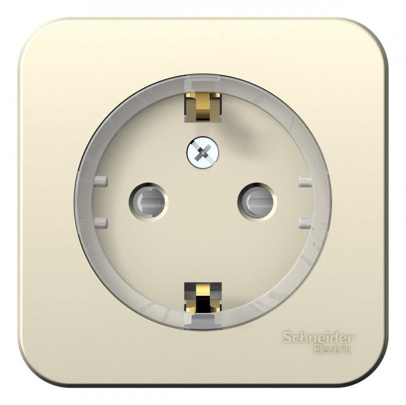 Blanca молочные розетки и выключатели Розетка SE Blanca с/з Молочная наружный со штор. (тонкая) изолир. пластина BLNRA111112