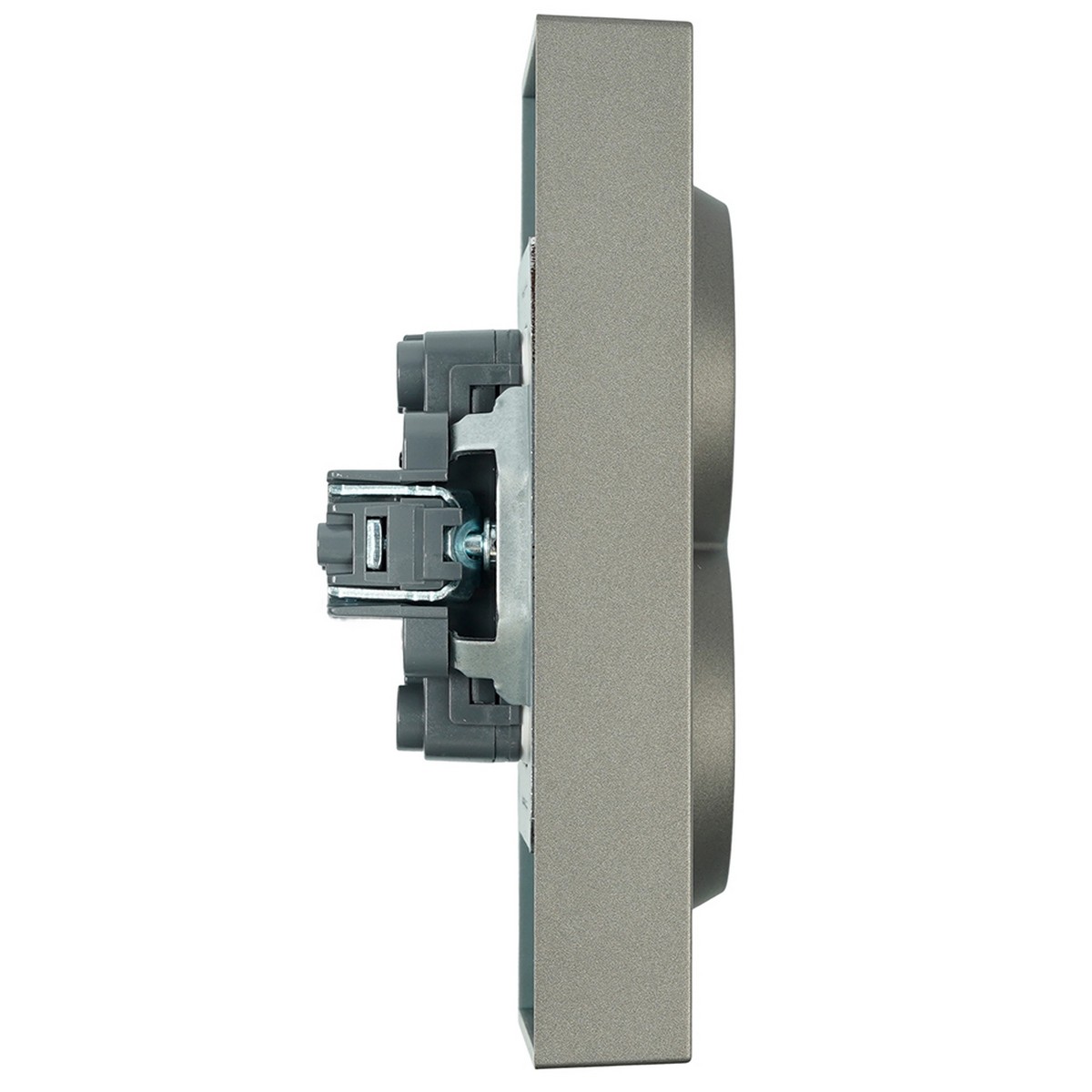 Эмили - Розетки и выключатели Stekker Розетка 2-местная с защитной шторкой STEKKER с/з  Эмили RST16-5114-09 антрацит soft touch 49934